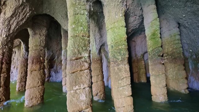 Close up view reveals the unique formations of the famous Crowley Lake Stone Columns