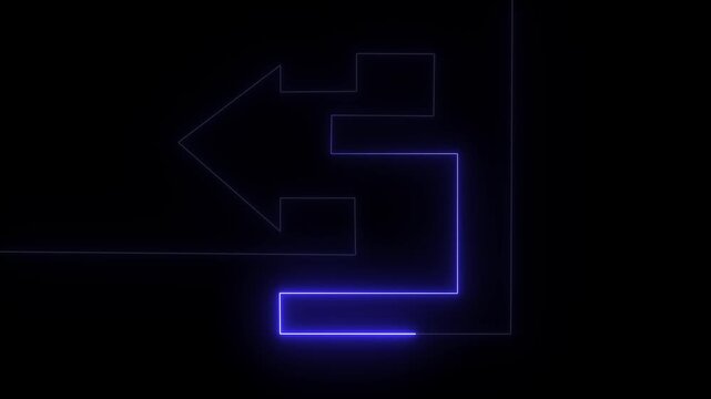 Modern blue left arrow and backslash icon set on dark background