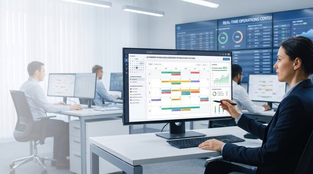 Project management timeline displayed on business software dashboard for team planning, scheduling and workflow coordination.