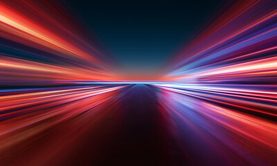 Fototapeta premium Flowing luminous paths create an elegant visual journey through space. Brilliant motion effects enhance the modern technological mood. Abstract vector design.