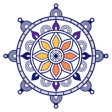 Dharmachakra buddhist wheel of law symbol mandala design
