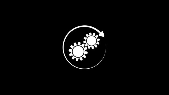 Minimalist Interlocking Double Gears Rotation Animation - Mechanical Engineering and Business Collaboration
