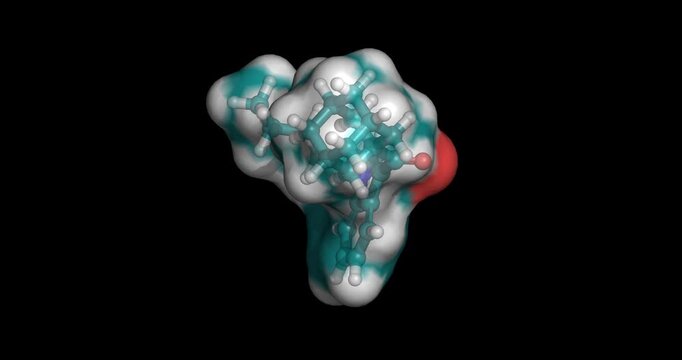 AB-001, synthetic cannabinoid agonist, 3D molecule spinning, 4K