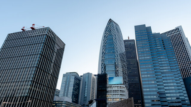 Modern skyscraper skyline in Shinjuku, Tokyo at dusk