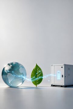 Glass Globe Leaf and Energy Storage AI Concept
