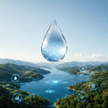 Water Droplet Above Reservoir with AI Resource Optimization