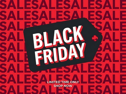 Dynamic Black Friday sale announcement with repeating sale text pattern