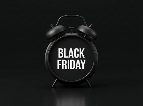 Black Friday shopping alarm clock symbolizing urgent sale and countdown event