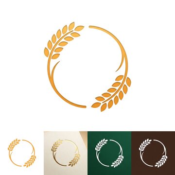 An elegant circular frame crafted from golden stalks of wheat, creating a clean, modern emblem perfect for organic, bakery, agriculture, or artisan branding.