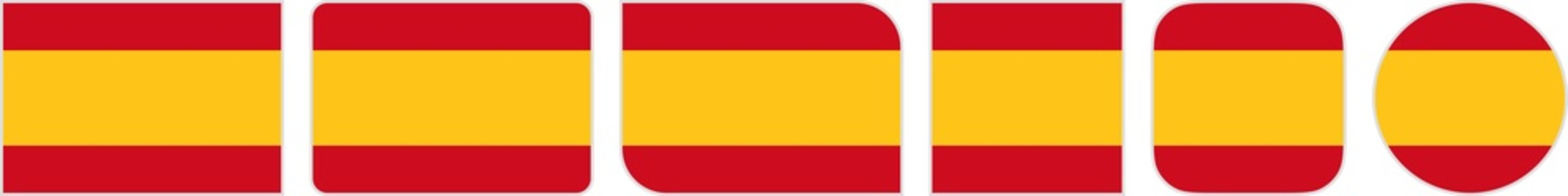 Civil Spain flags clipart icon set in circle square rectangle rounded squircle and round diagonal corner shapes with border on transparent background