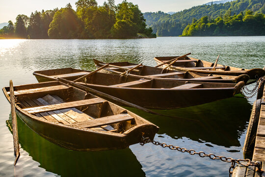 typical rowboat at a lake