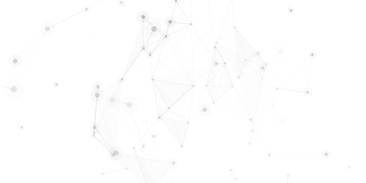 Minimalist light grey molecular plexus network on white background