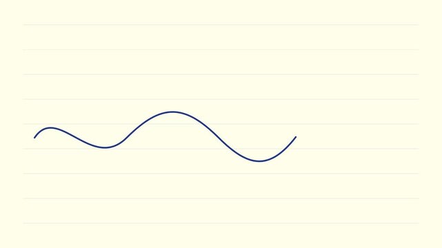 Animated blue sine wave line graph on minimalist grid animation 4k background, for data visualization