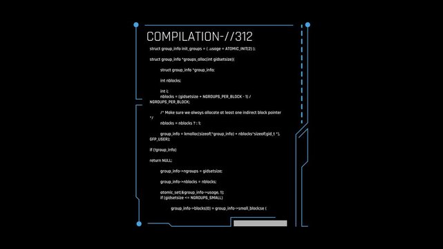 Futuristic Code Compilation Interface With Source Code Processing And Software Build Status Monitor