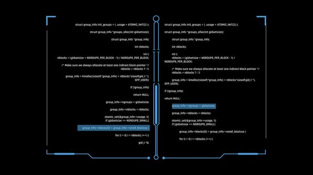 Futuristic Dual Source Code Interface With Parallel Programming Panels And Active Line Comparison