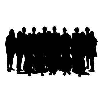 Group of people standing together in silhouette style