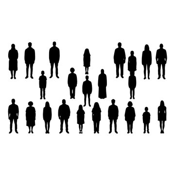 Group of diverse silhouettes standing together