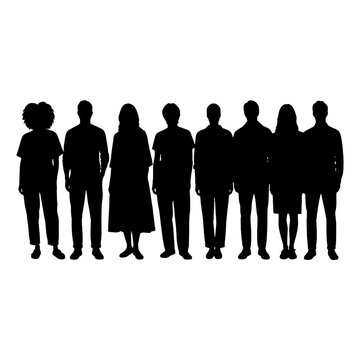 Silhouette group of people standing together