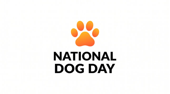 National dog day typography illustration with paw print and cheerful design for august 26 celebration typography illustration celebration logotype transparent isolated