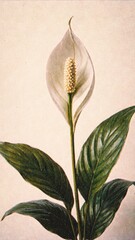 Obraz premium Elegant peace lily illustration wallpaper for mobile