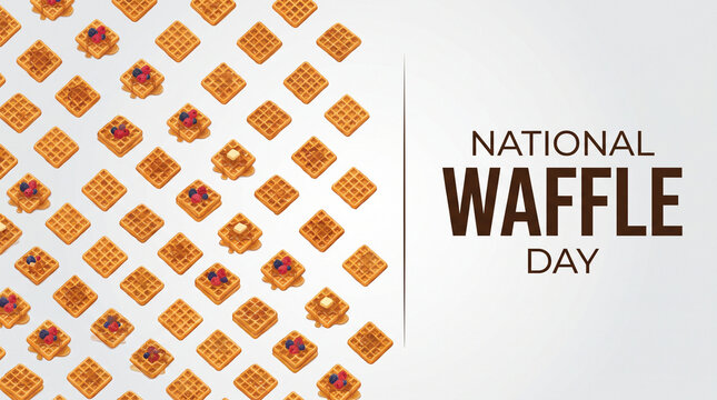 National waffle day typography design featuring waffle grid pattern and bold text for holiday celebration food photography hot drink comfort food digital artwork celebration