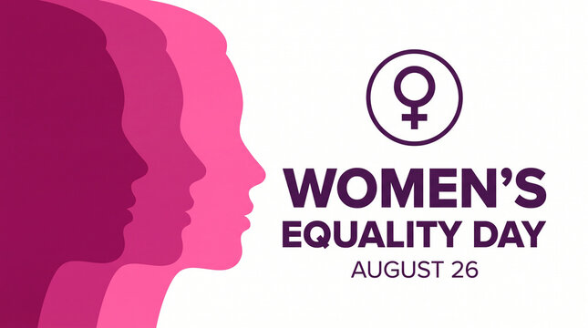 Women's equality day awareness ribbon graphic with bold typography and date august 26 in modern vector design female rights equality colourful diversity abstract confident