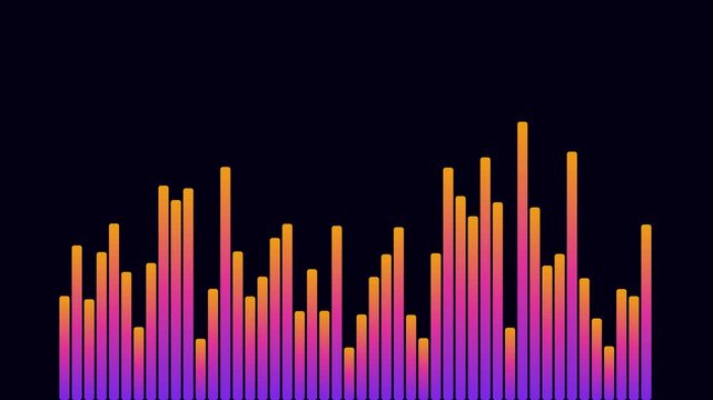 Dynamic audio spectrum equalizer with gradient bars for music visualization and digital sound analysis animation 4k