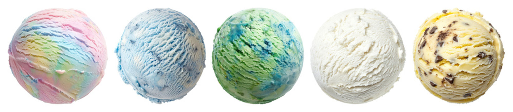 PNG Colorful scoops of delicious ice cream on transparent background