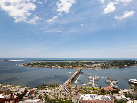  Aerial View of Bridge of Lions and Matanzas Bay, St. Augustine, Florida&rdquo;