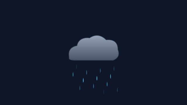 Minimalist rain cloud animation: weather forecast concept on dark 4k background