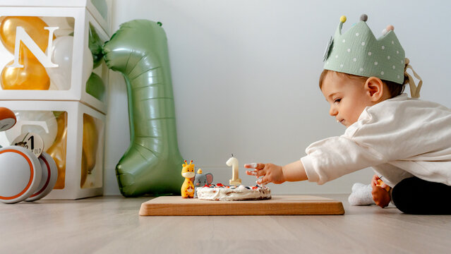 Baby's first birthday with smash cake celebration