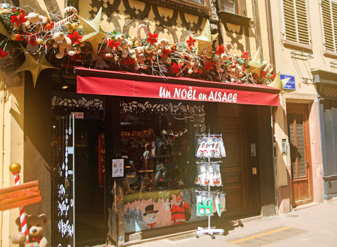 Strasbourg, France 09-07-26.  Strasbourg is famous for it's Christmas Market, there is a christmas shop called Un Noel en Alsace that is open all year round, selling trinkets and decorations