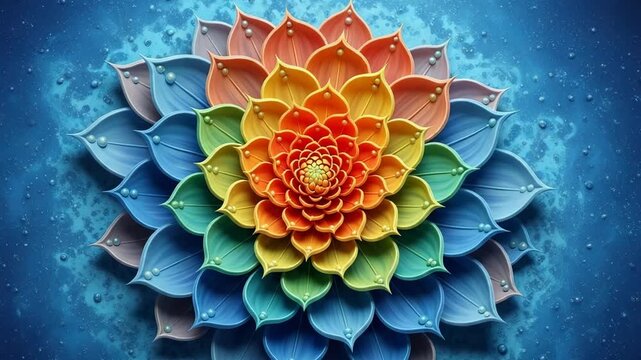 Vibrant multicolored fractal lotus flower illustration