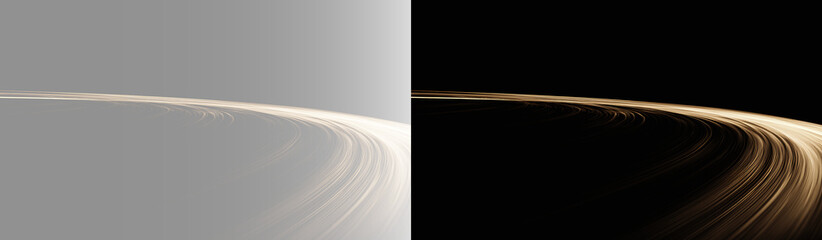 Abstract glowing gold orbital wave on transparent grey black background, luxury planetary ring overlay. Premium dark golden horizon backdrop, elegant VIP presentation slide layout PNG © Aura Canvas