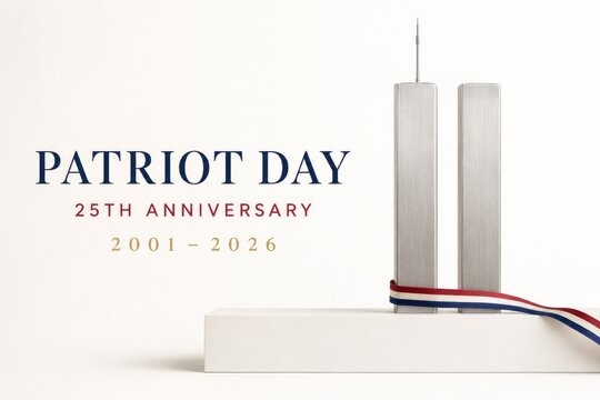 Sleek design honoring 25th anniversary with symbolic towers and vibrant colors.