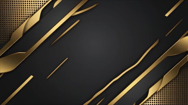 Dark Metallic Background with Gold Abstract Geometric Accents and Perforated Texture black
