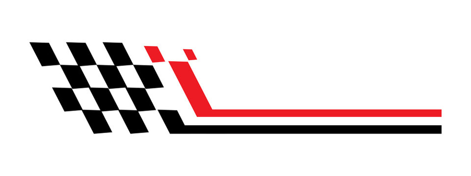 Racing checkered flag graphic design with red and black stripes for car decal or sports emblem