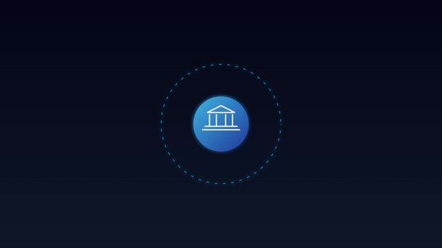 Digital bank animation with orbiting data path for financial technology and banking ui 4k finance