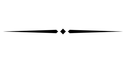 Black decorative line divider with a diamond shape in the center © Risad