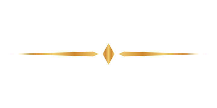 Elegant golden divider line with a diamond shape center element for luxury graphic design projects