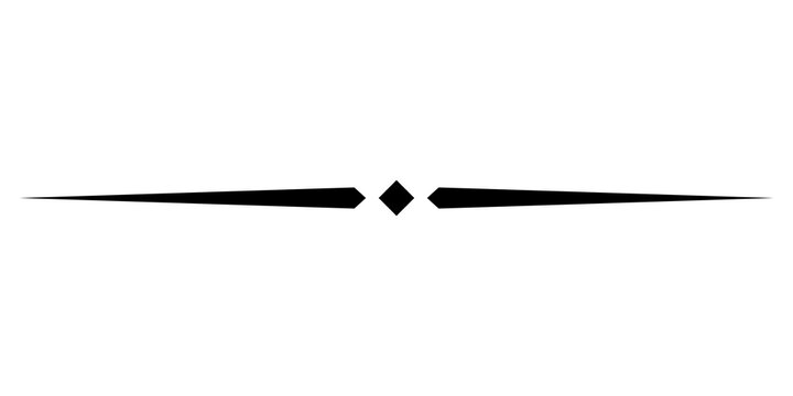Black decorative line divider with a diamond shape in the center