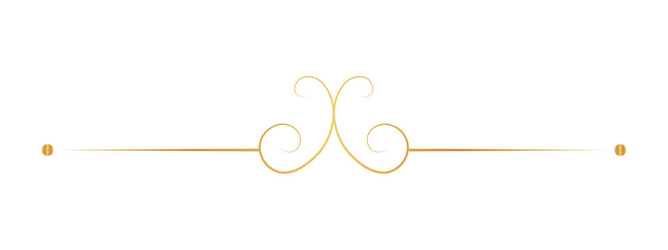 Elegant gold swirl divider line for luxury wedding invitation and elegant stationery design