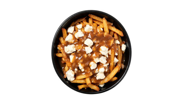 Poutine, french fries, cheese curds, brown gravy, loaded fries, fast food, bowl, delicious snack, classic canadian dish, crispy fries, potato, tasty meal, gourmet dish, lunch.