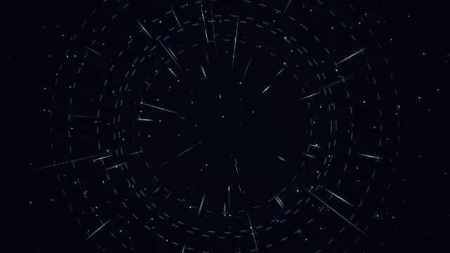 Futuristic abstract tunnel of circular light lines in dark space a high tech