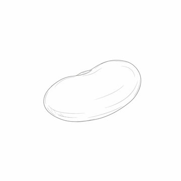 A minimalist outline drawing of a single kidney bean, isolated on a white background, representing simplicity and healthy eating