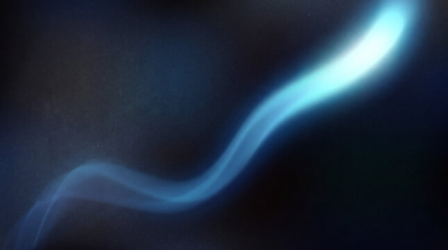 Ethereal blue light trail on dark background, cinematic glowing smoke wave, abstract neon energy stream for futuristic technology design