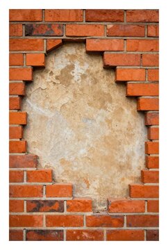 Brick wall with arched empty niche
