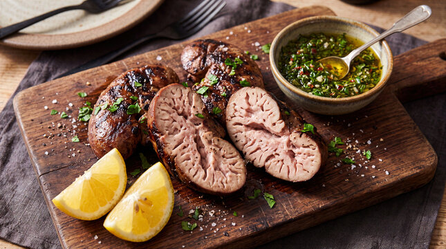 Grilled Beef Kidneys With Chimic Editorial Meat Photography