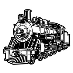 Vintage steam locomotive illustration. Classic retro train engine vector graphic. © AbdullahAl