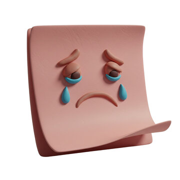Sad plasticine character with tears on a neutral background  